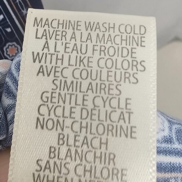 Max Studio Blue Pink Floral Geometric Sleeveless Dress Boho Shift L - Picture 9 of 10